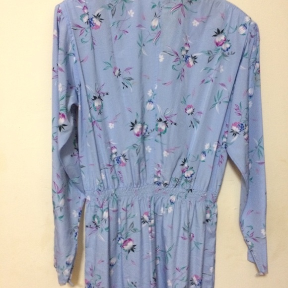 3/$30 VINTAGE 80S MIDI FLORAL DRESS COLLAR LONG SLEEVE MADE IN SHANGHAI SZ XS-S - Picture 8 of 14